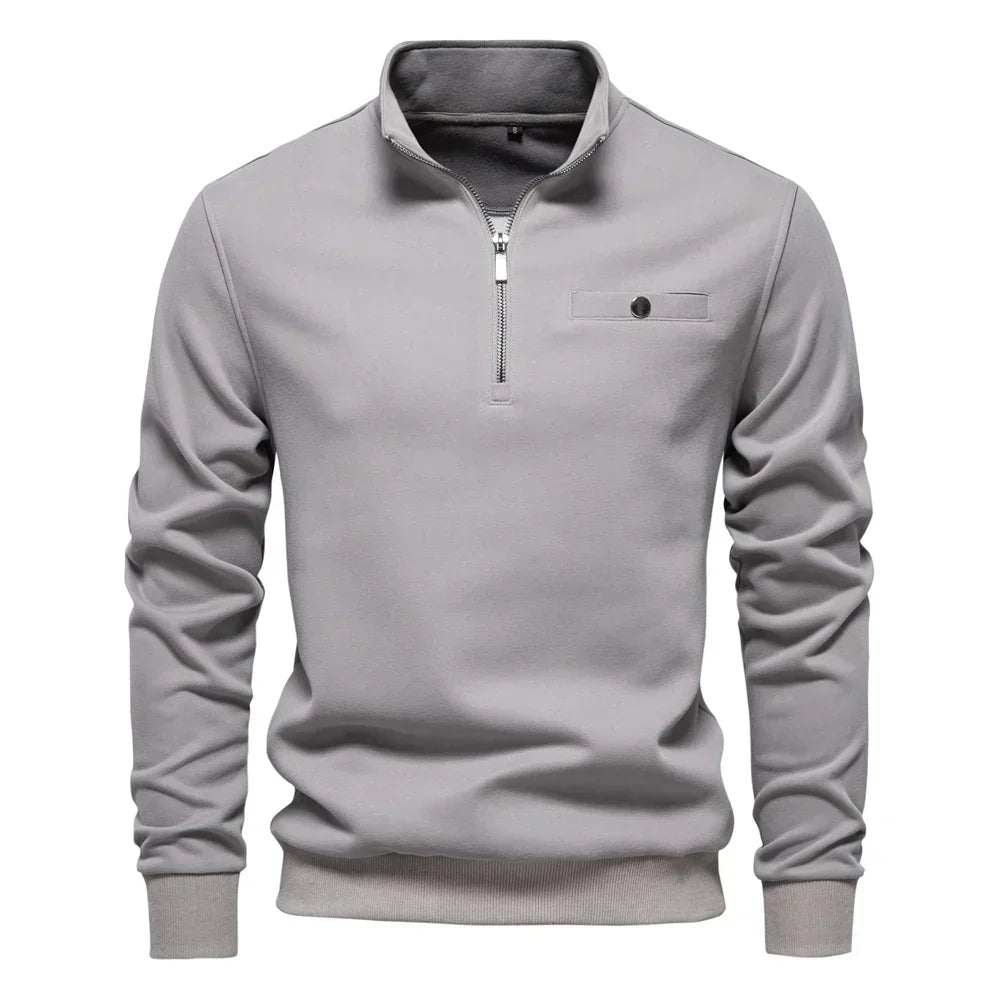 Elvy Paris™ | Pull léger à col zippé avec poche sociale