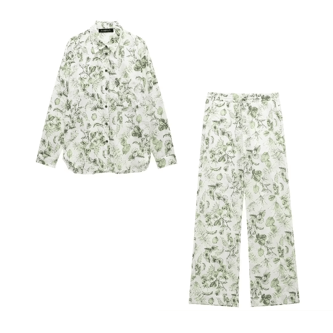 De Paris™ | parure de lin imprimé vert chic