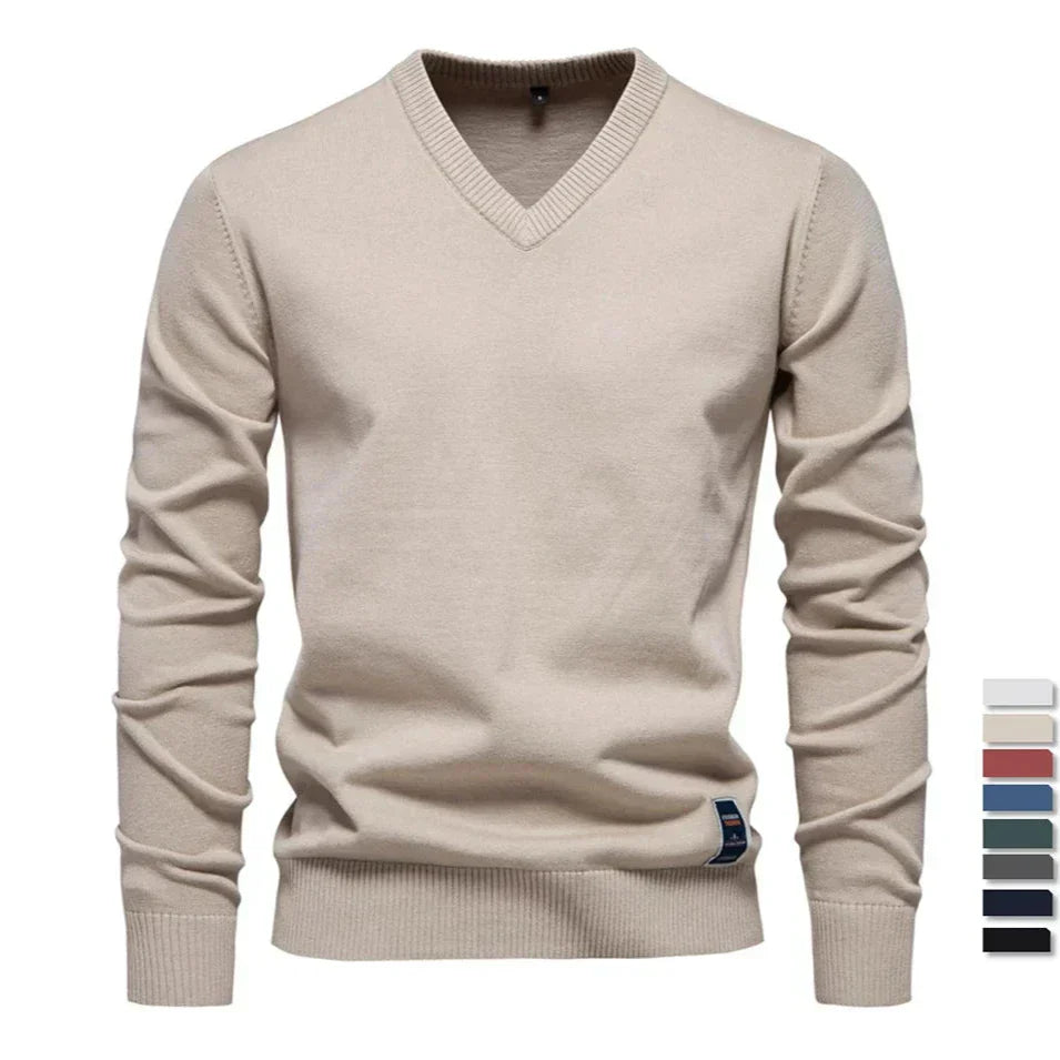 Elvy Paris™ | Pull en Coton Solide Col V