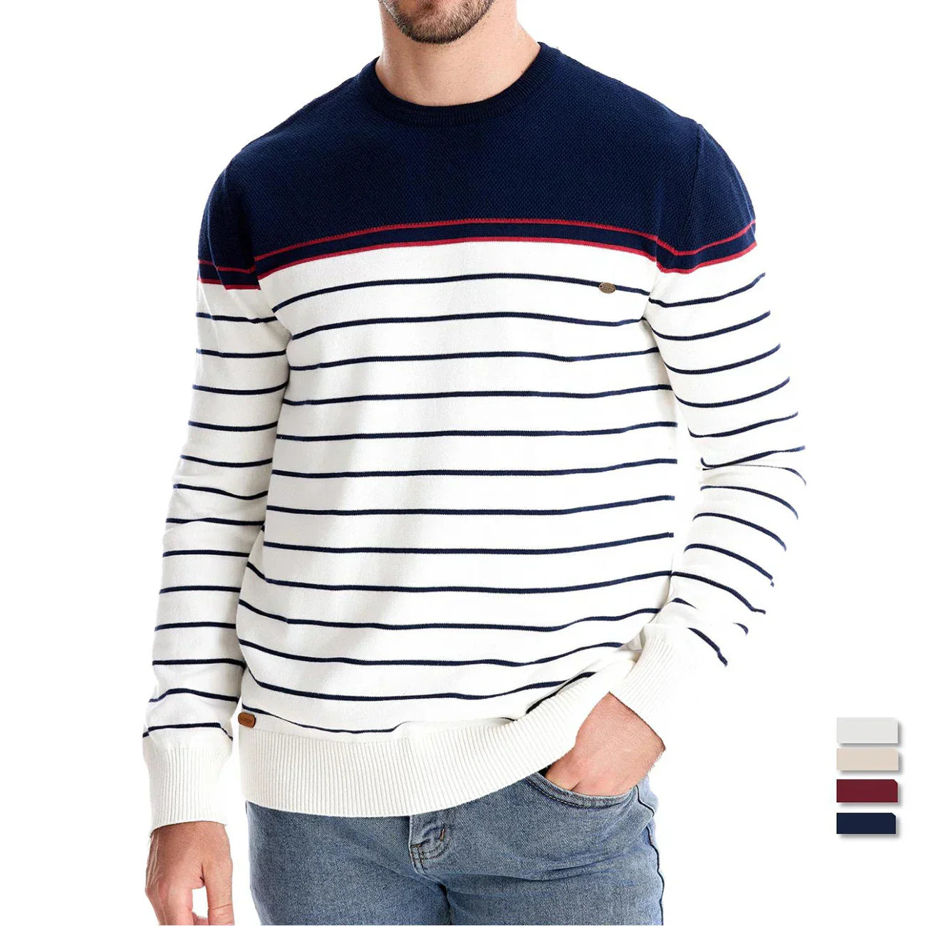 Elvy Paris™ | Pull en Coton Rayé pour Hommes