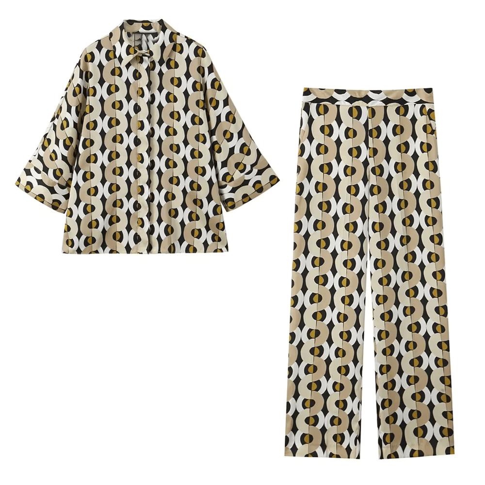 De Paris™ | Set de printemps en lin avec motif géométrique