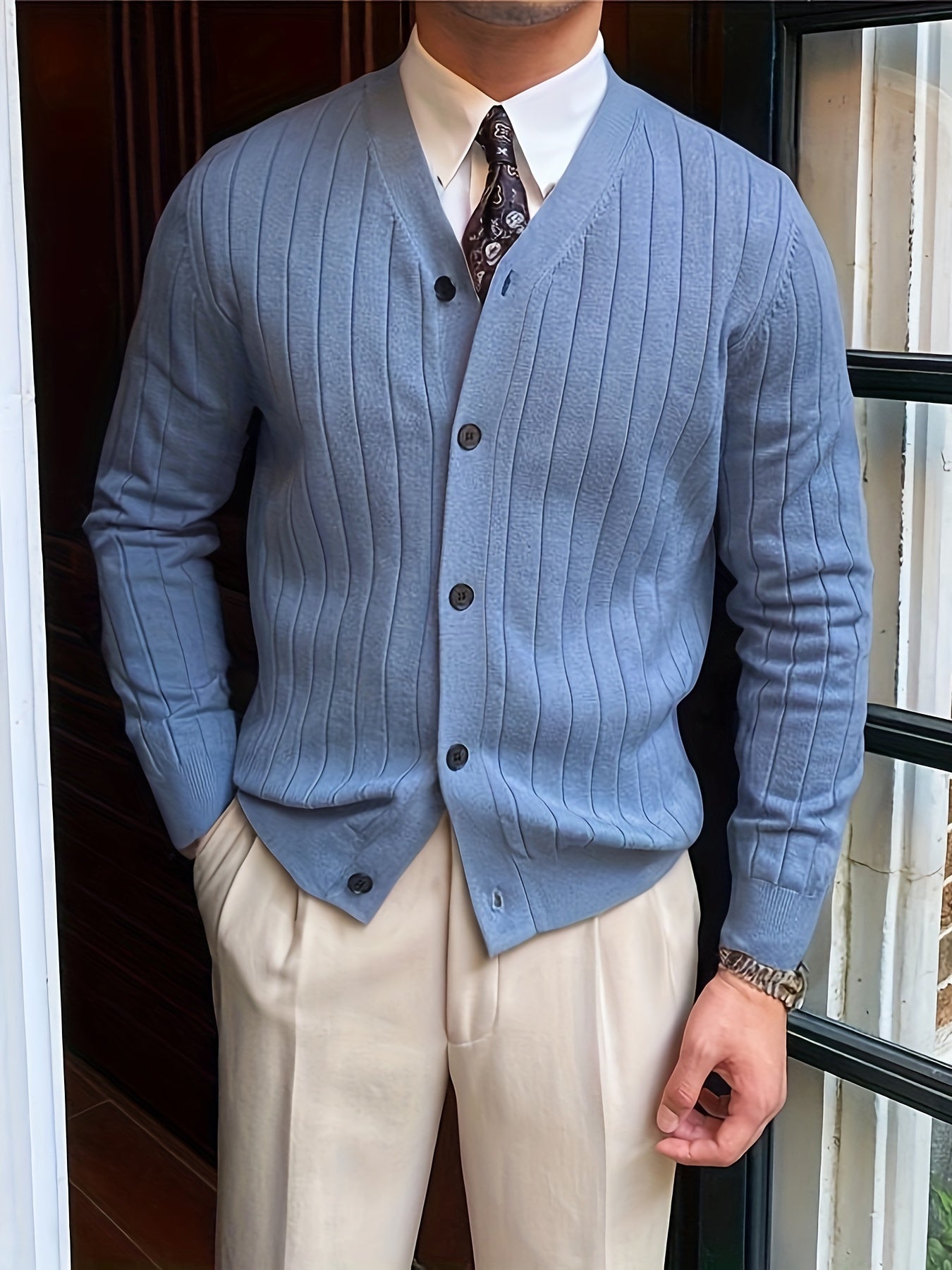 Elvy Paris™ | Gilet à Boutons V-Cou Stylé pour Hommes