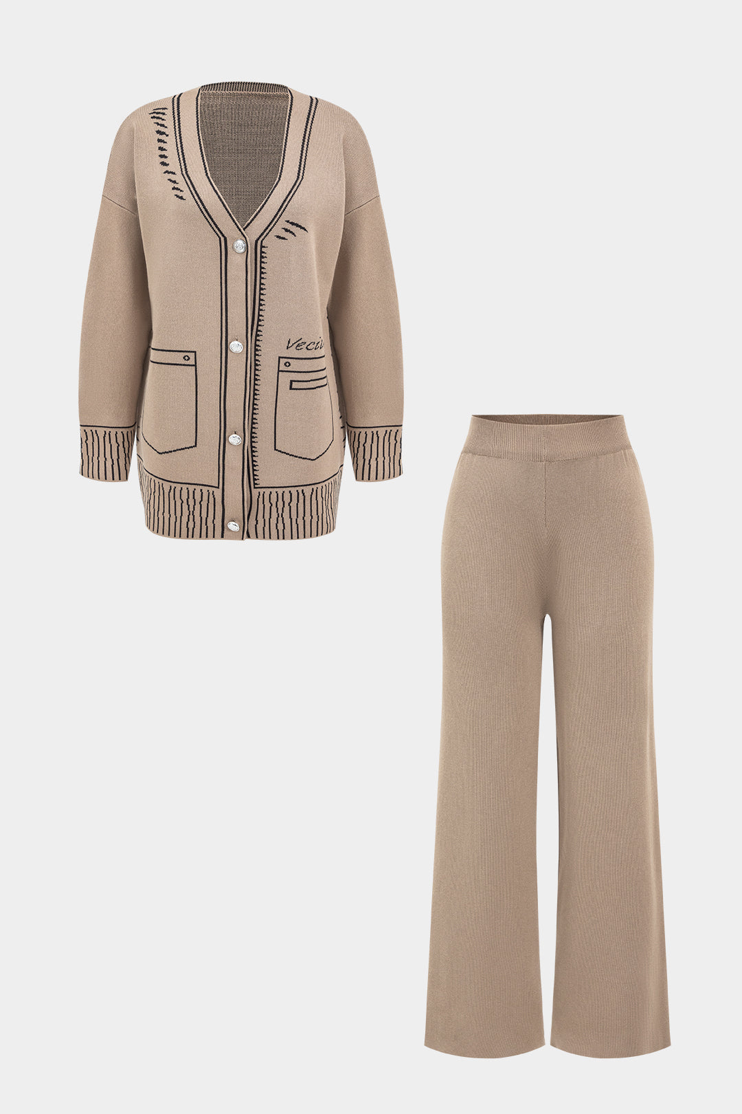 De Paris™ | Ensemble Pull Imprimé Géométrique et Pantalon