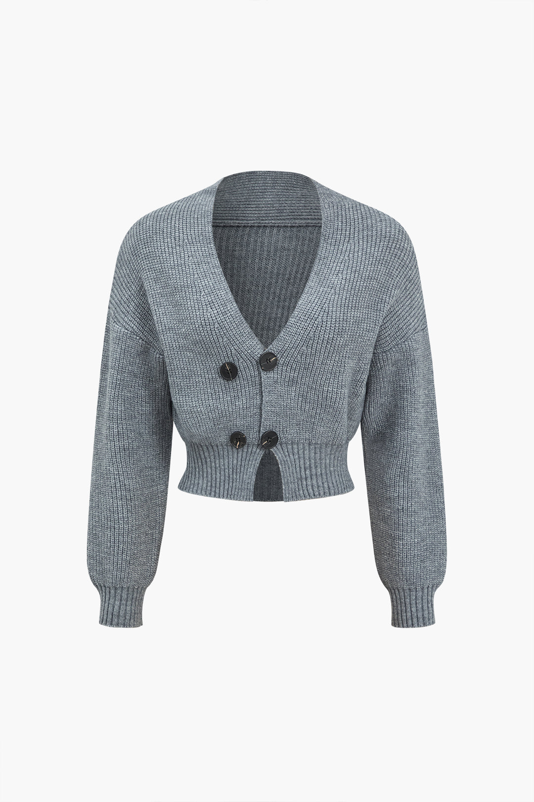 De Paris™ |Ensemble Tricot Uni : Haut Boutonné à Col V et Jupe Mini