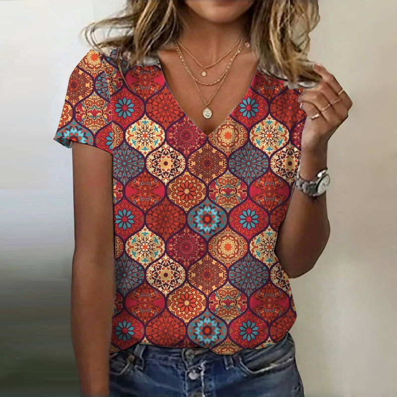 T-Shirt À Imprimé Ethnique Vintage