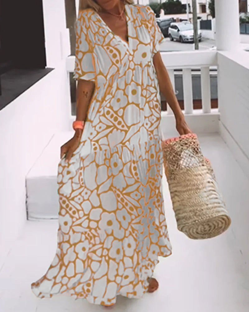 De Paris™ | Robe ample imprimée à col en V