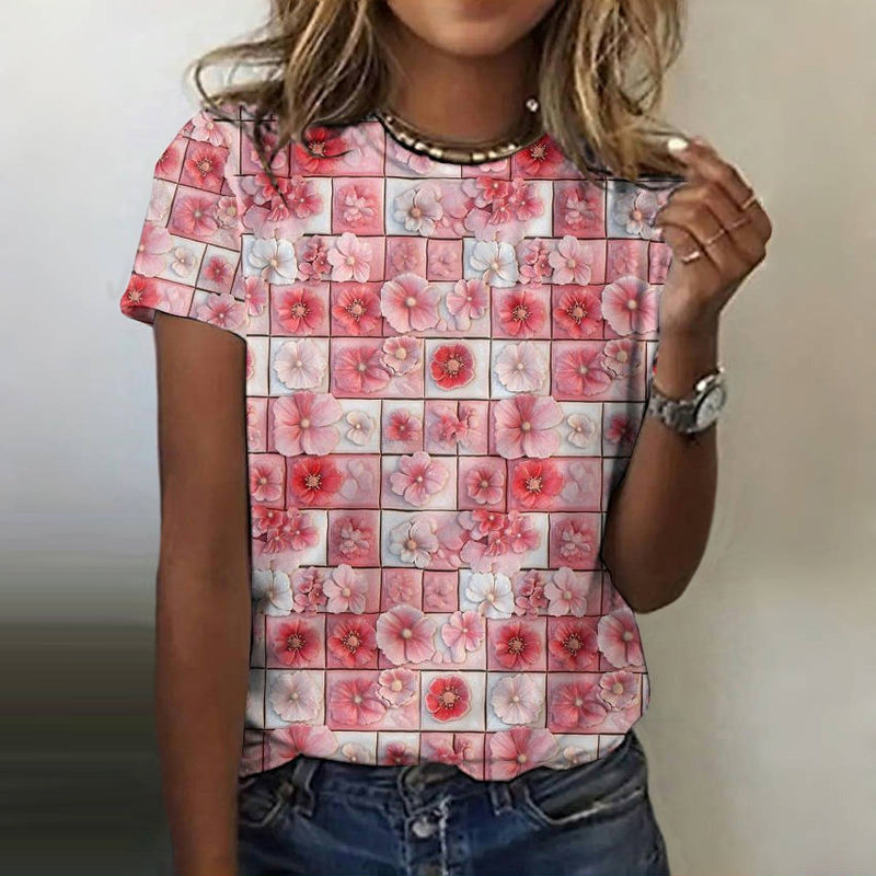 T-Shirt Décontracté À Imprimé Floral
