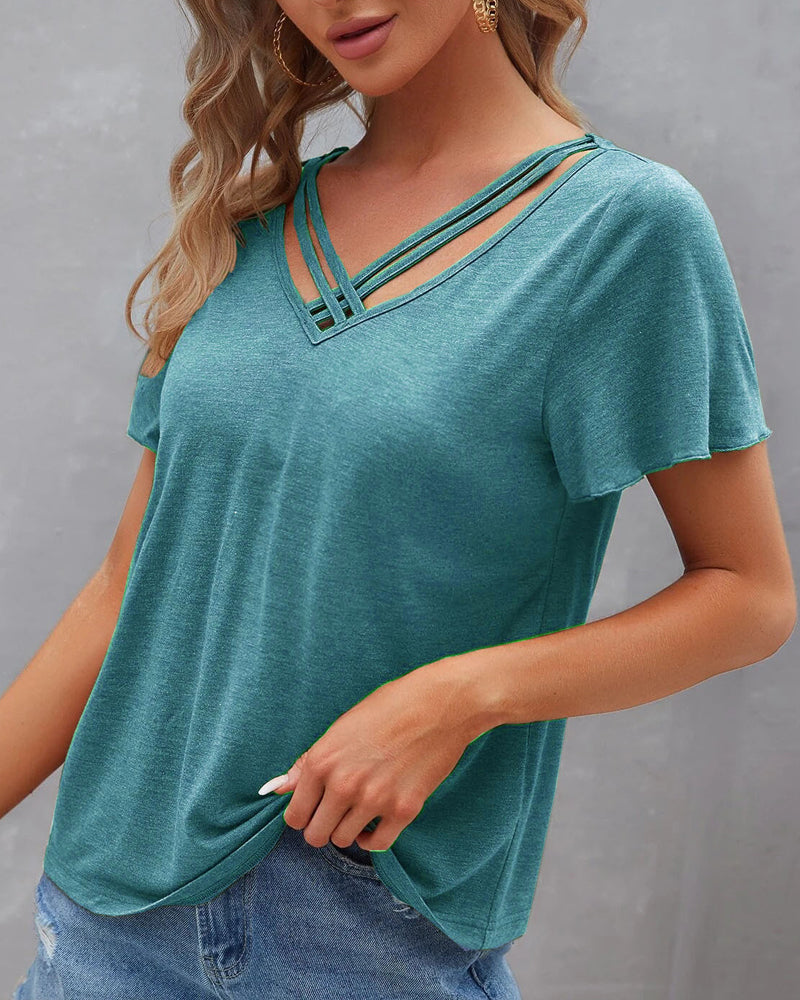De Paris™ | T-shirt à découpes de couleur unie