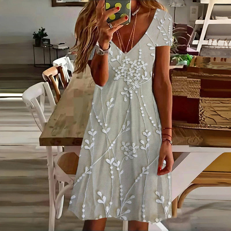 Robe À Imprimé Feuilles Vintage