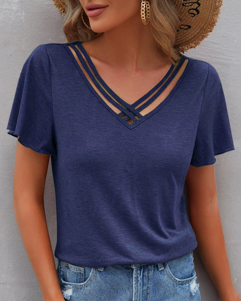 De Paris™ | T-shirt à découpes de couleur unie