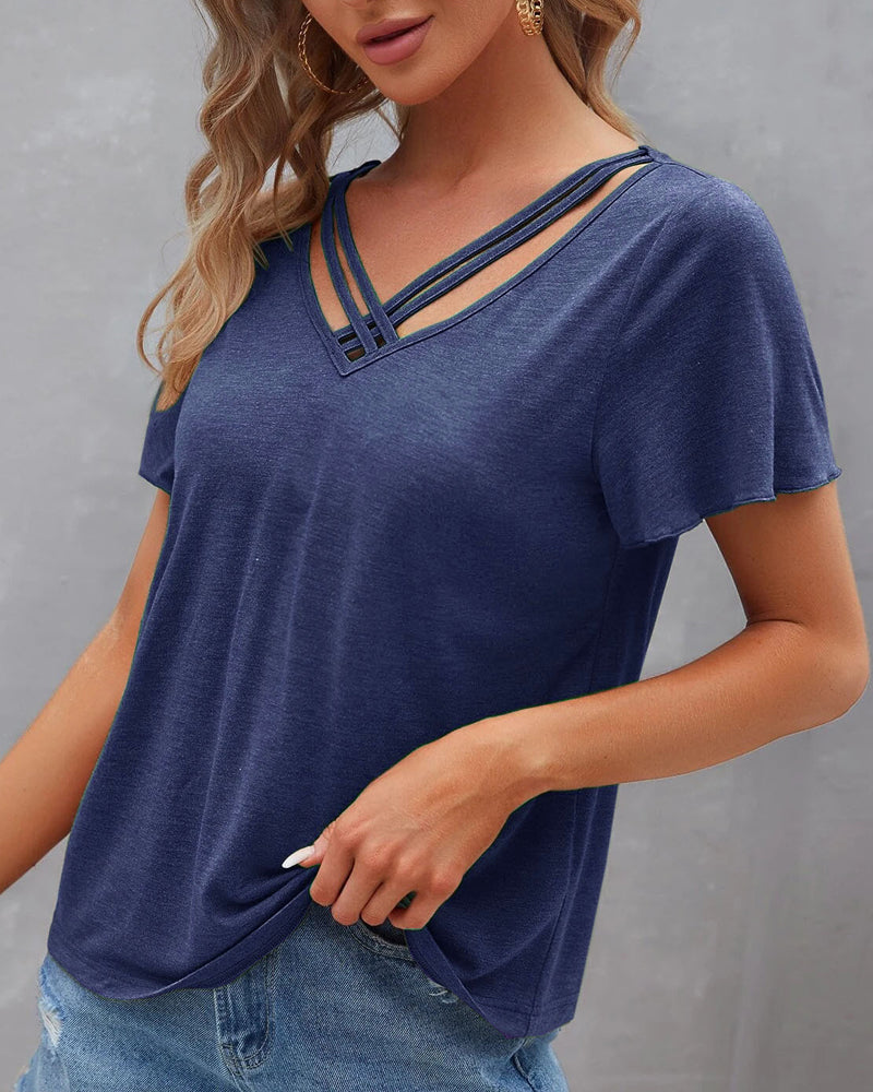 De Paris™ | T-shirt à découpes de couleur unie