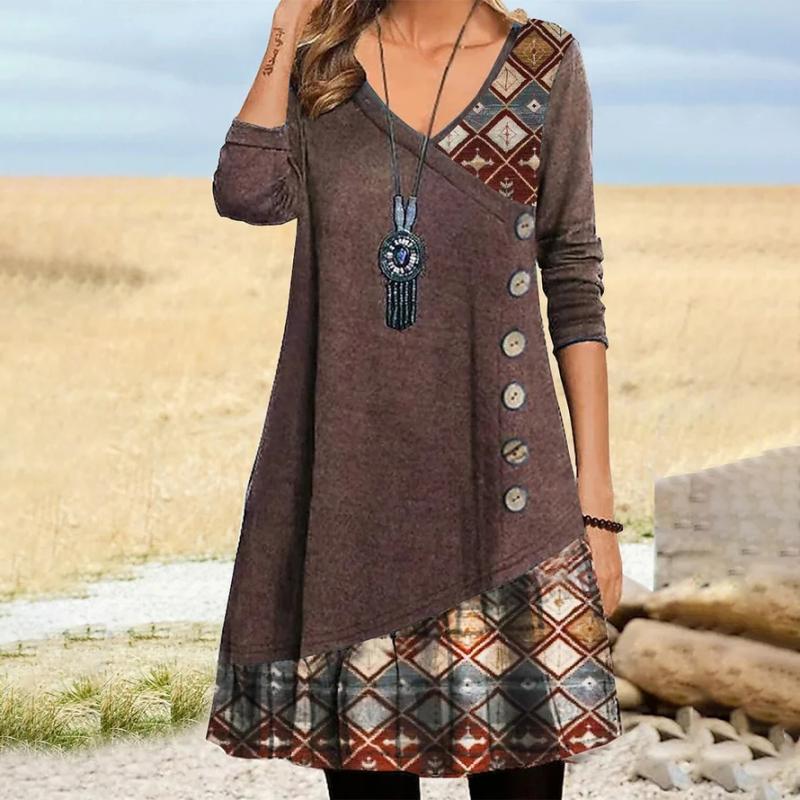 Robe Patchwork Géométrique Vintage