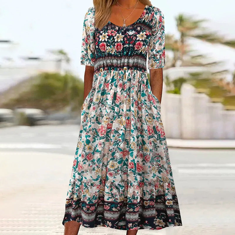 Robe Plissée À Fleurs Vintage