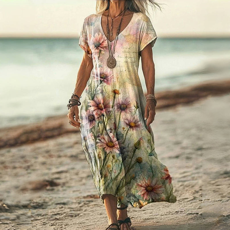 Robe À Imprimé Floral Vintage