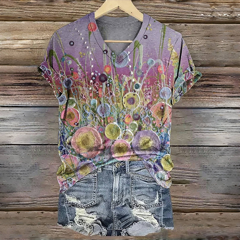 T-Shirt À Imprimé Floral Coloré