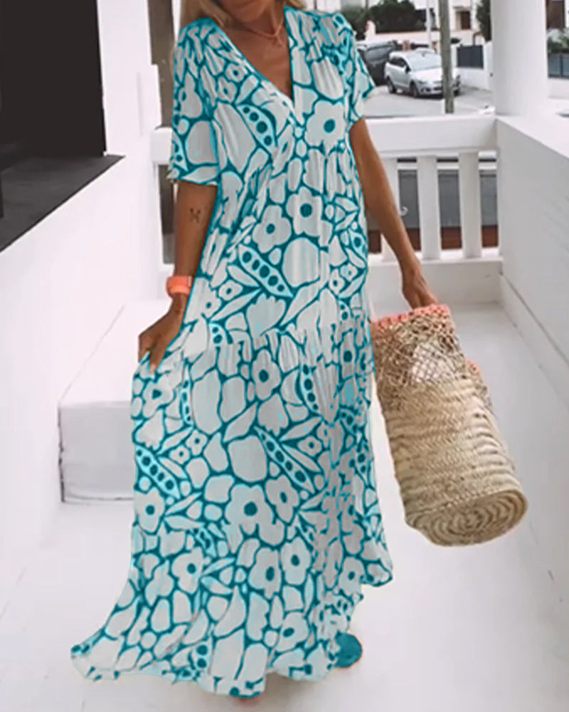 De Paris™ | Robe ample imprimée à col en V