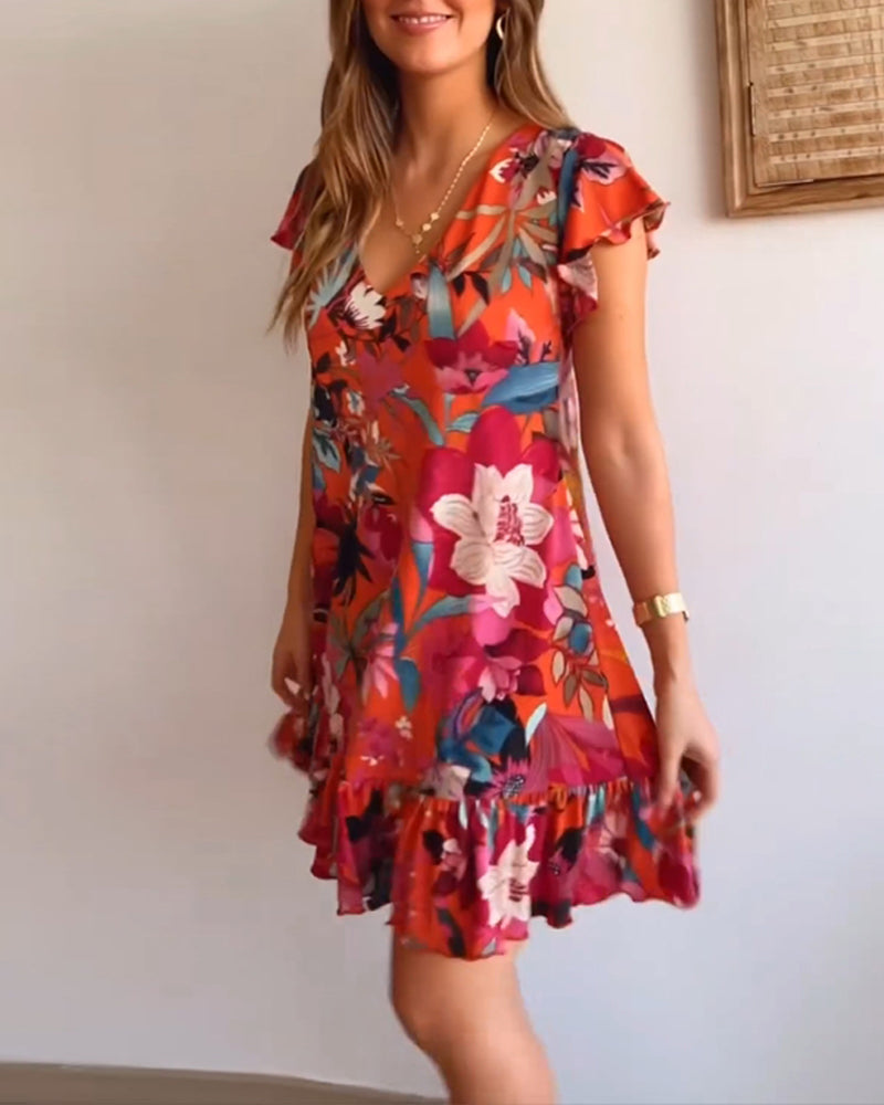 De Paris™ |  Robe florale avec col et volants