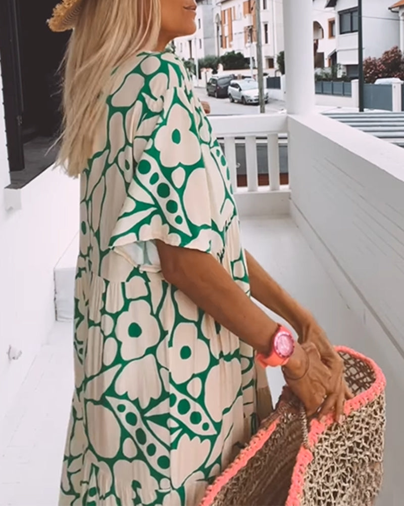 De Paris™ | Robe ample imprimée à col en V