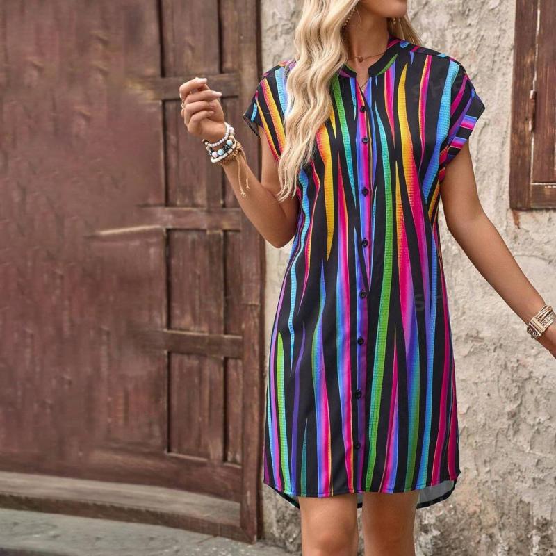 Robe Vintage À Rayures Colorées