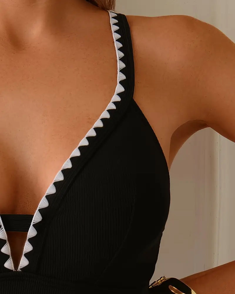 Maillot de bain Sexy Couleur Contrastée