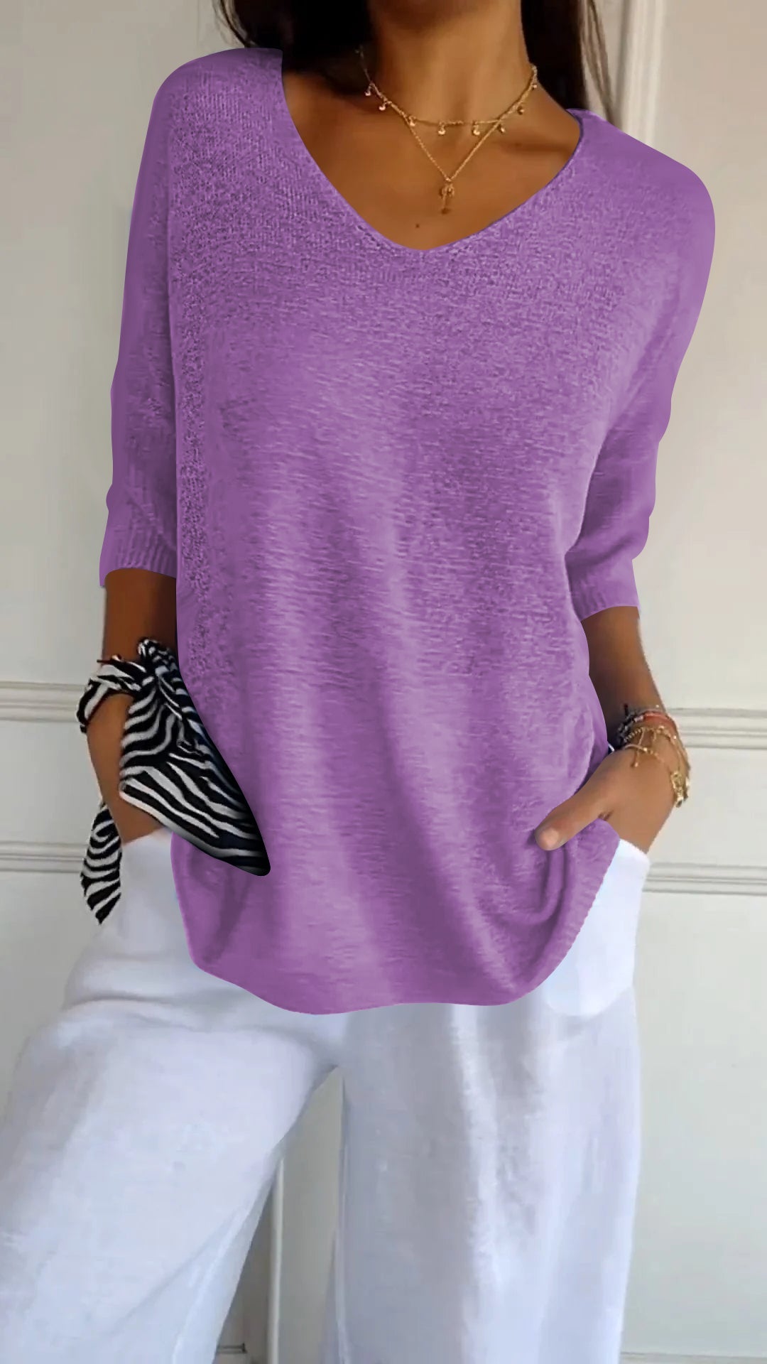 De Paris™  | Top en maille à col en V