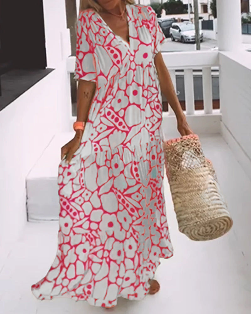 De Paris™ | Robe ample imprimée à col en V
