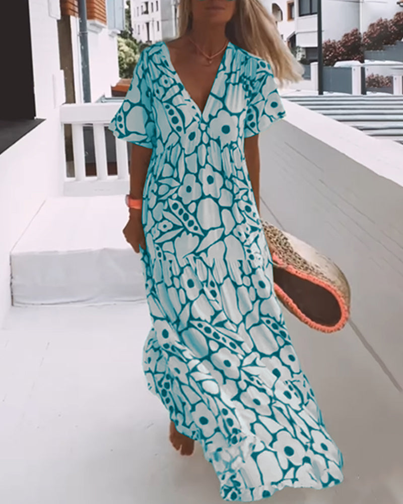 De Paris™ | Robe ample imprimée à col en V