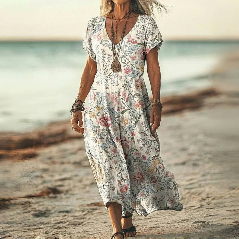 Robe À Imprimé Floral Vintage