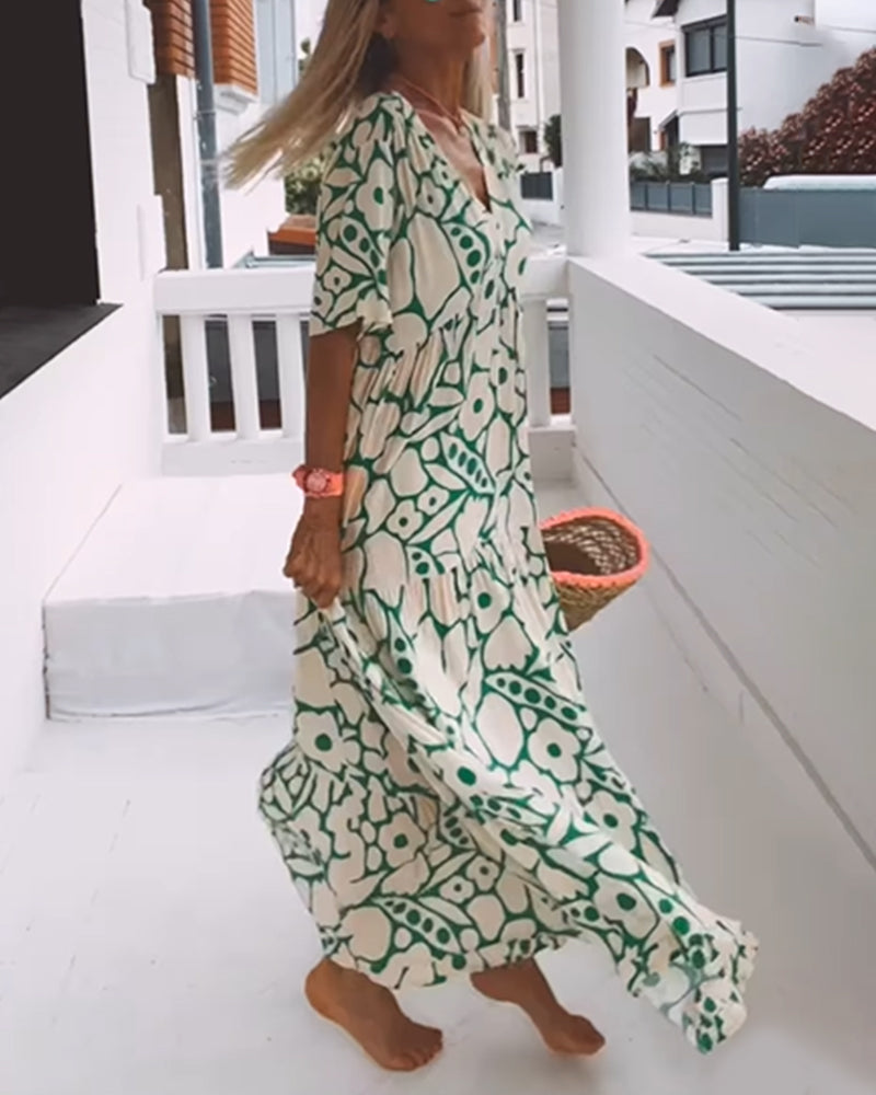 De Paris™ | Robe ample imprimée à col en V