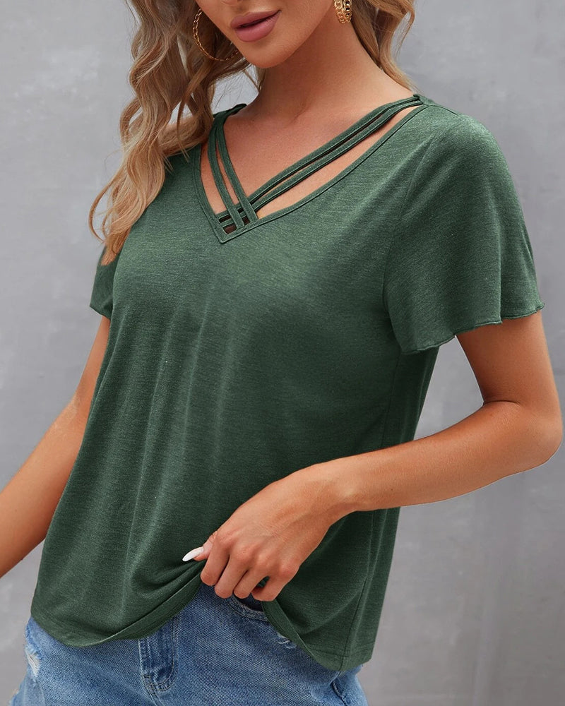De Paris™ | T-shirt à découpes de couleur unie