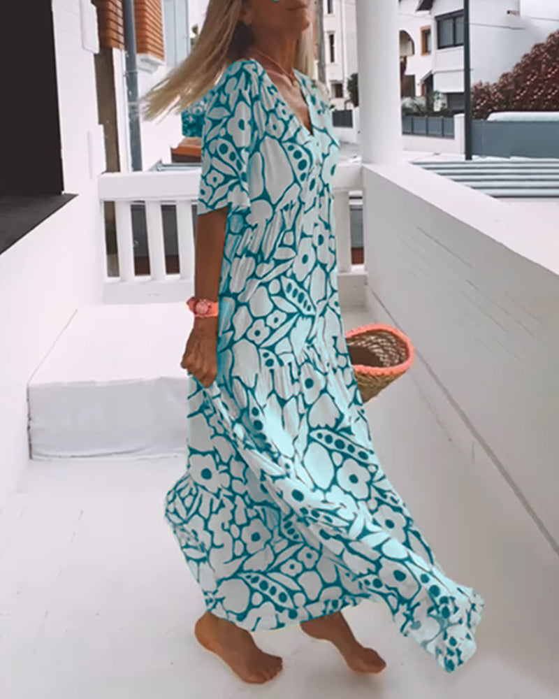 De Paris™ | Robe ample imprimée à col en V