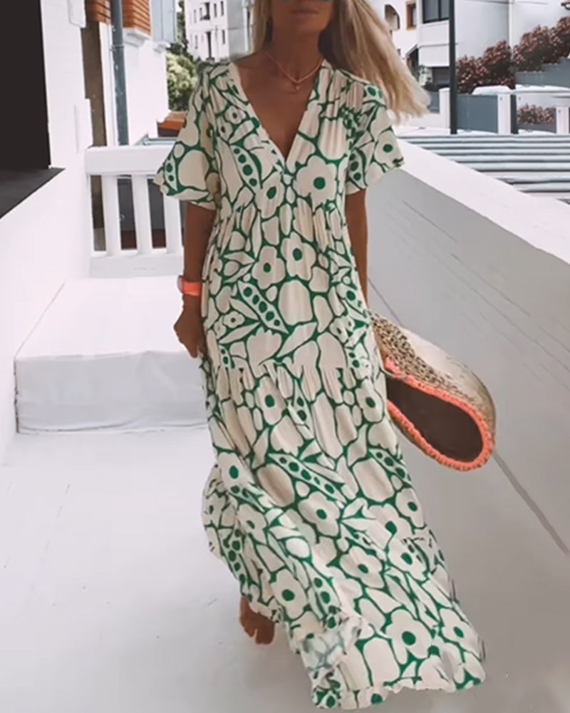 De Paris™ | Robe ample imprimée à col en V