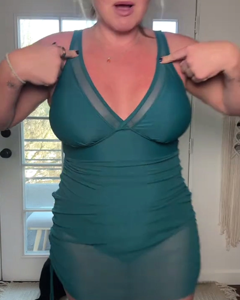 Maillot de Bain Monopièce Sexy Gilet en Mesh