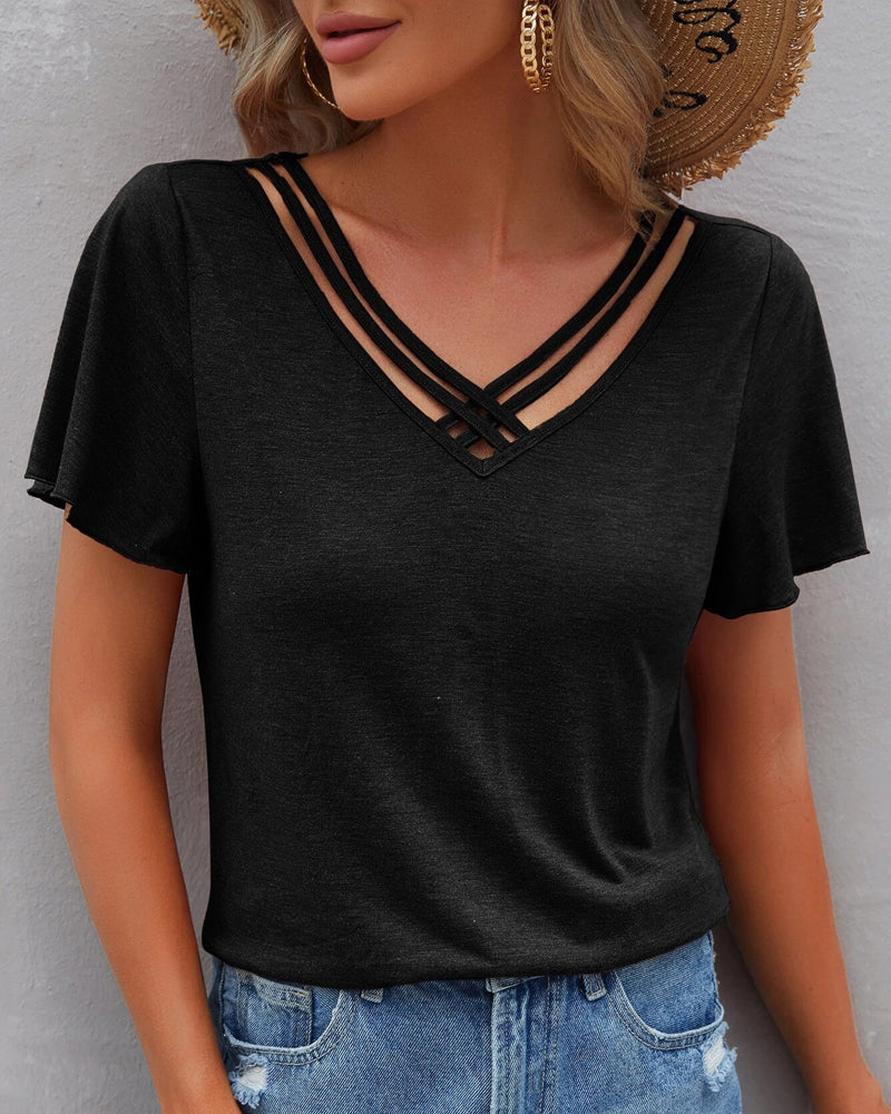 De Paris™ | T-shirt à découpes de couleur unie