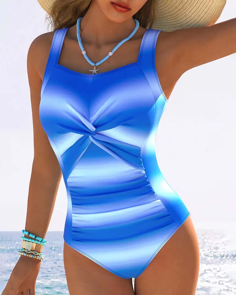 Maillot de bain une pièce tendance dégradé torsadé