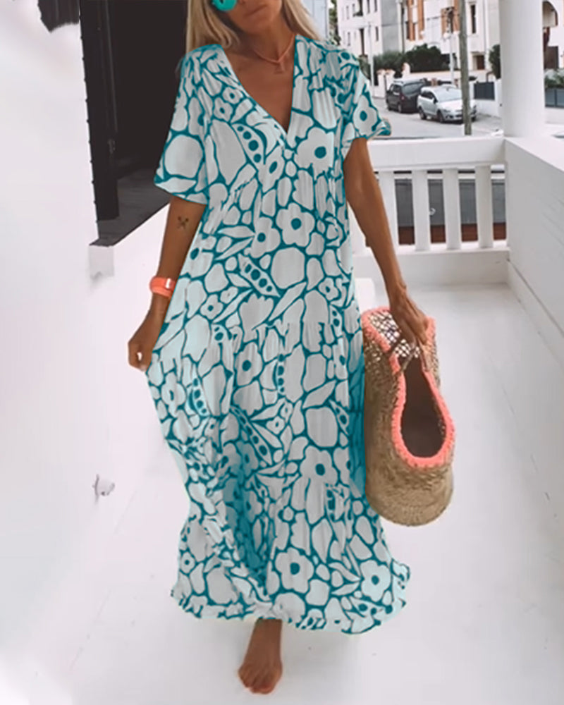 De Paris™ | Robe ample imprimée à col en V