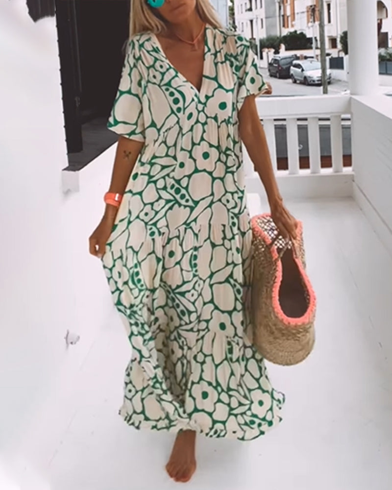 De Paris™ | Robe ample imprimée à col en V