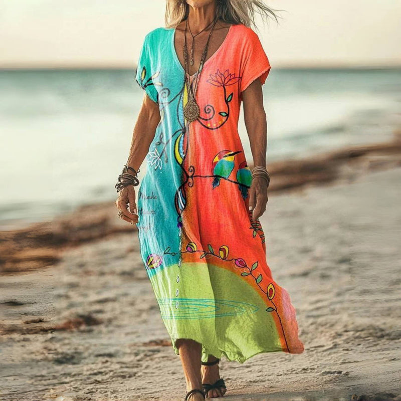 Robe Vintage À Blocs De Couleurs
