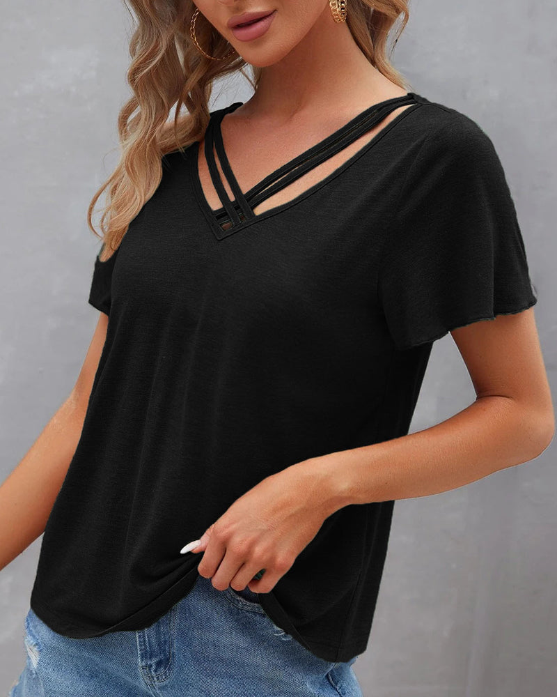 De Paris™ | T-shirt à découpes de couleur unie