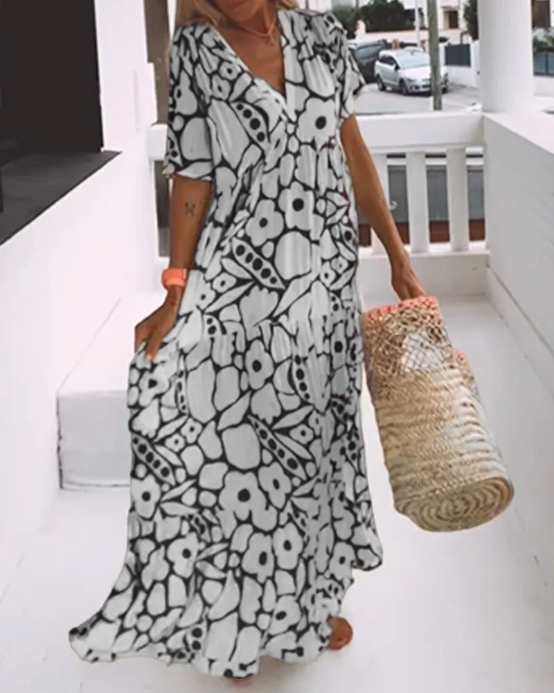 De Paris™ | Robe ample imprimée à col en V