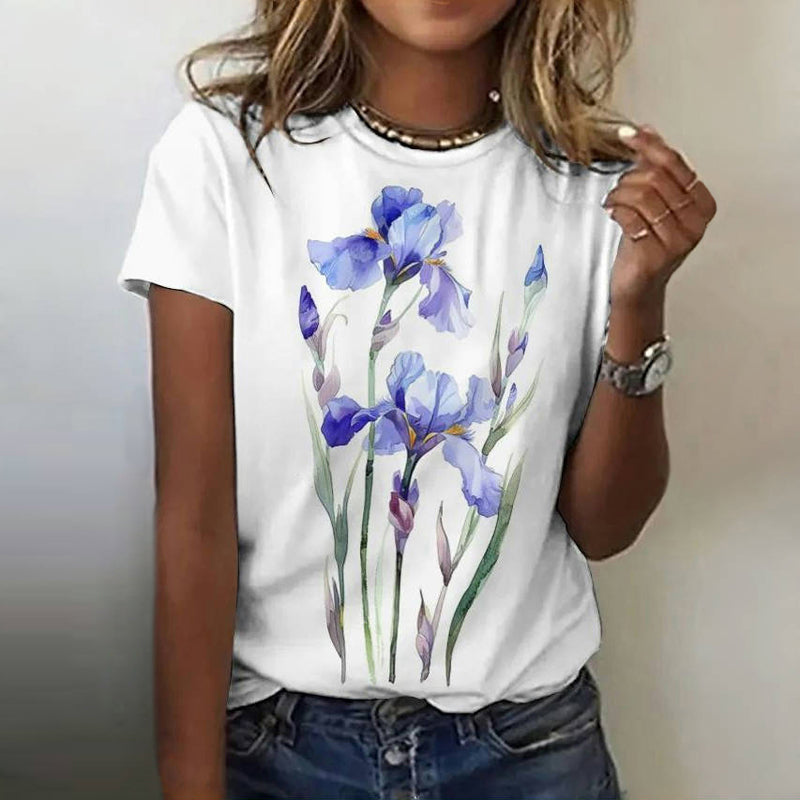 T-Shirt Décontracté À Imprimé Floral
