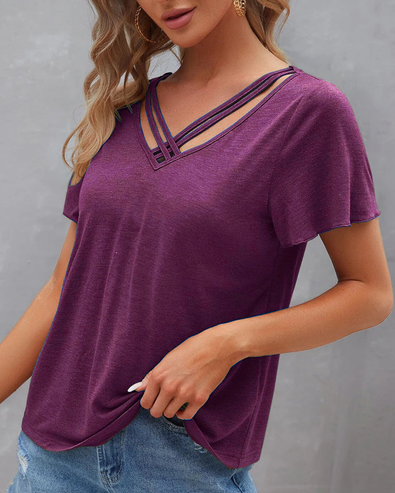 De Paris™ | T-shirt à découpes de couleur unie