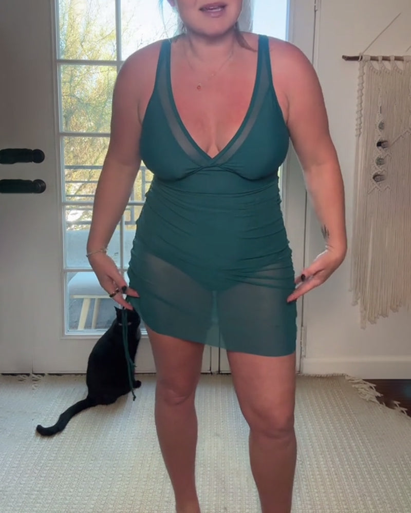 Maillot de Bain Monopièce Sexy Gilet en Mesh