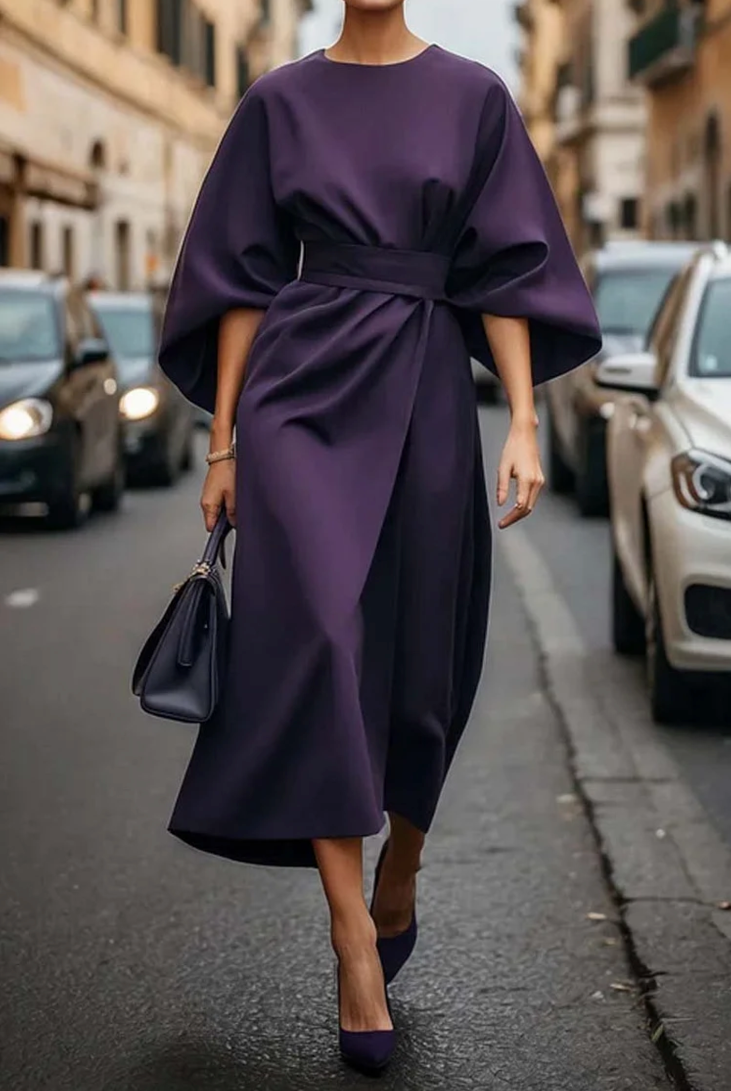 De Paris™ | Manteau Élégant Robe élégante avec manches lanterne et ceinture