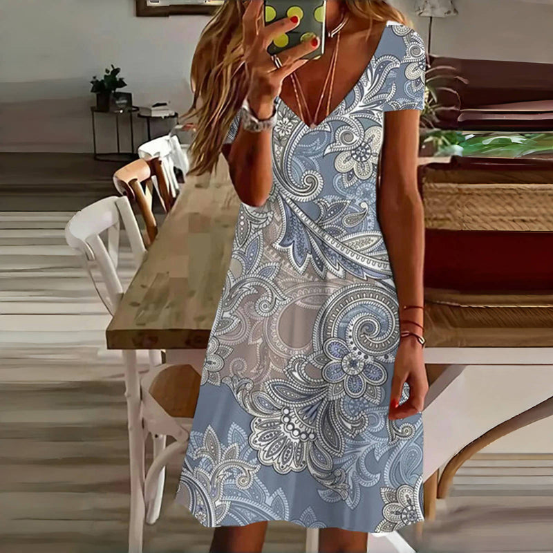 Robe Vintage À Imprimé Abstrait
