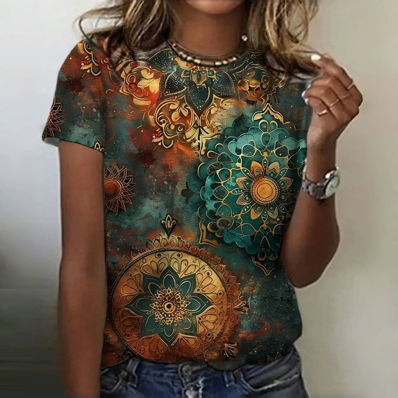 T-Shirt À Imprimé Ethnique Vintage