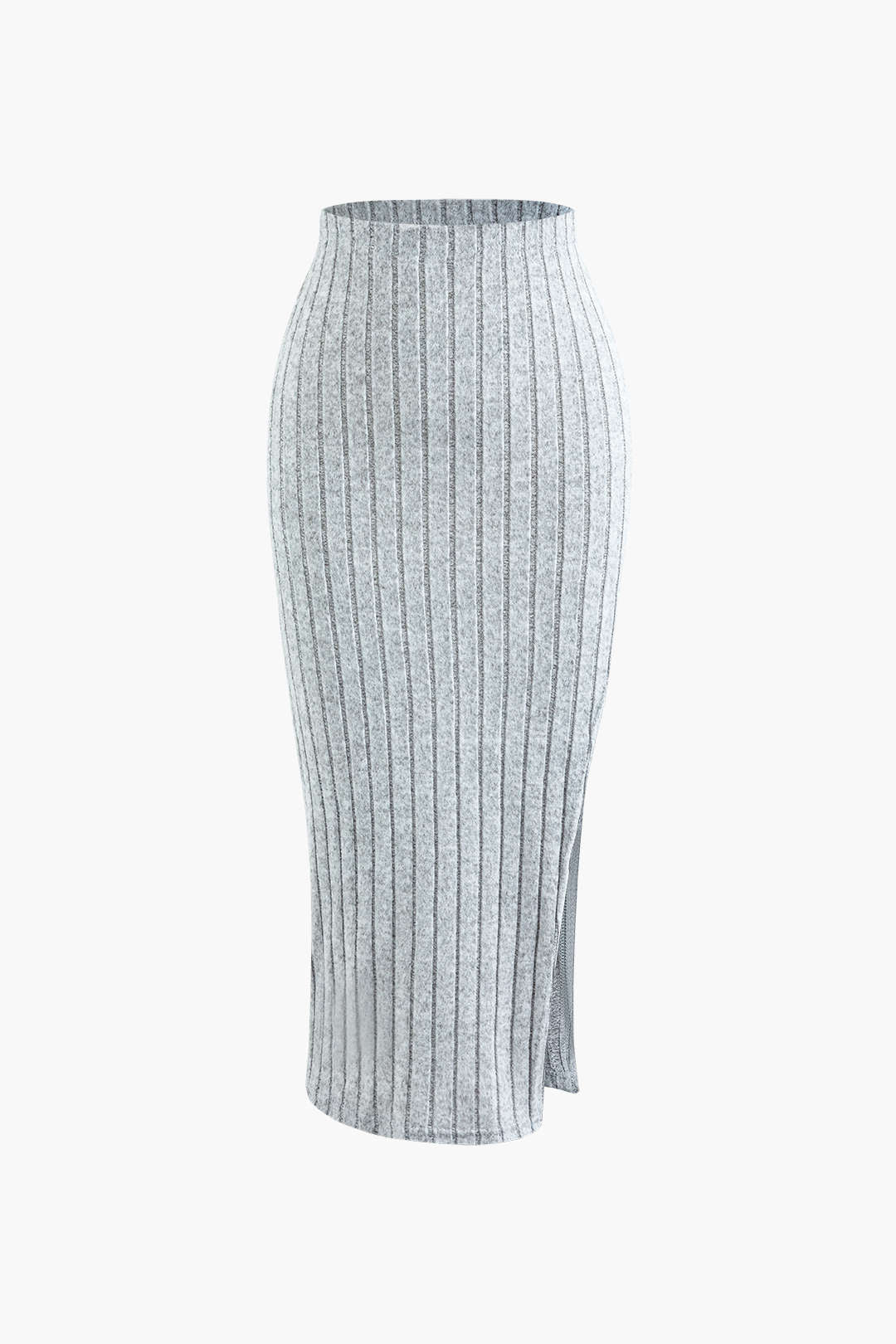 De Paris™ | Ensemble Tricot Côtelé : Haut à Manches Longues et Jupe Fendue