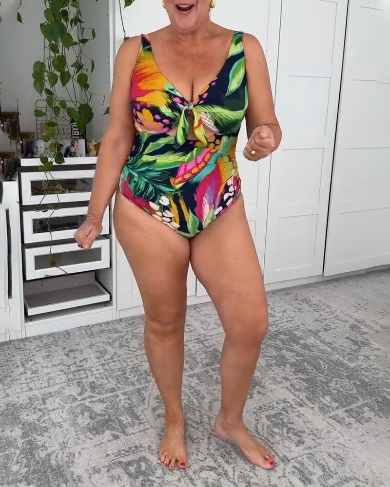 Maillot de Bain Monopièce Imprimé Feuilles