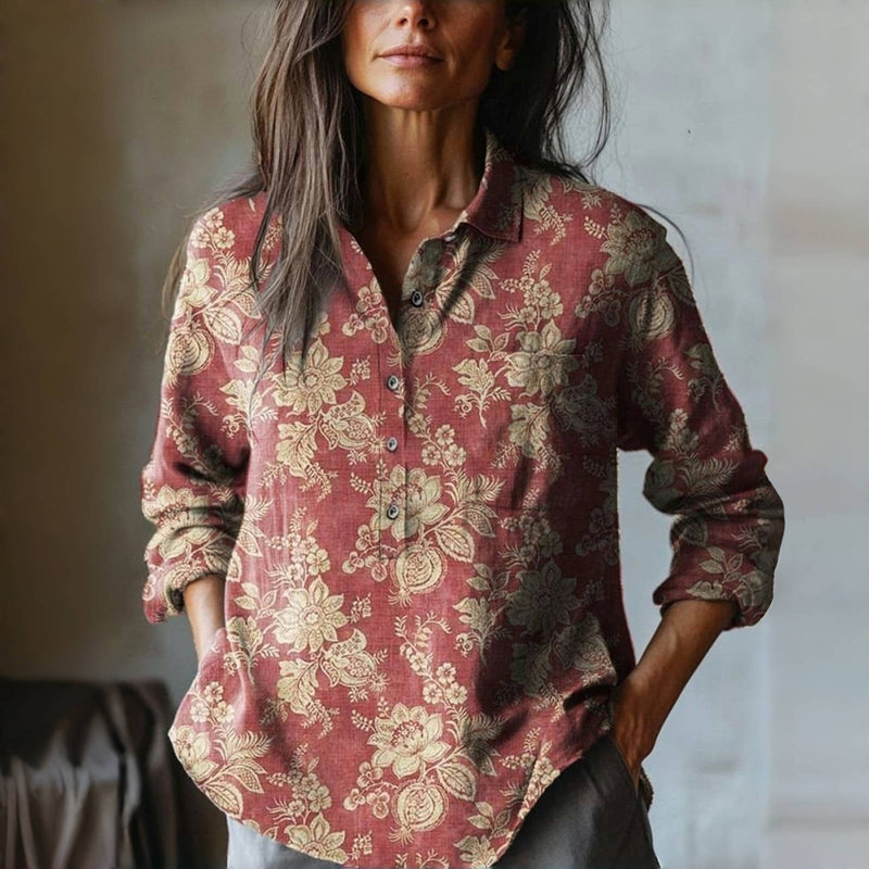 Blouse Vintage À Imprimé Floral