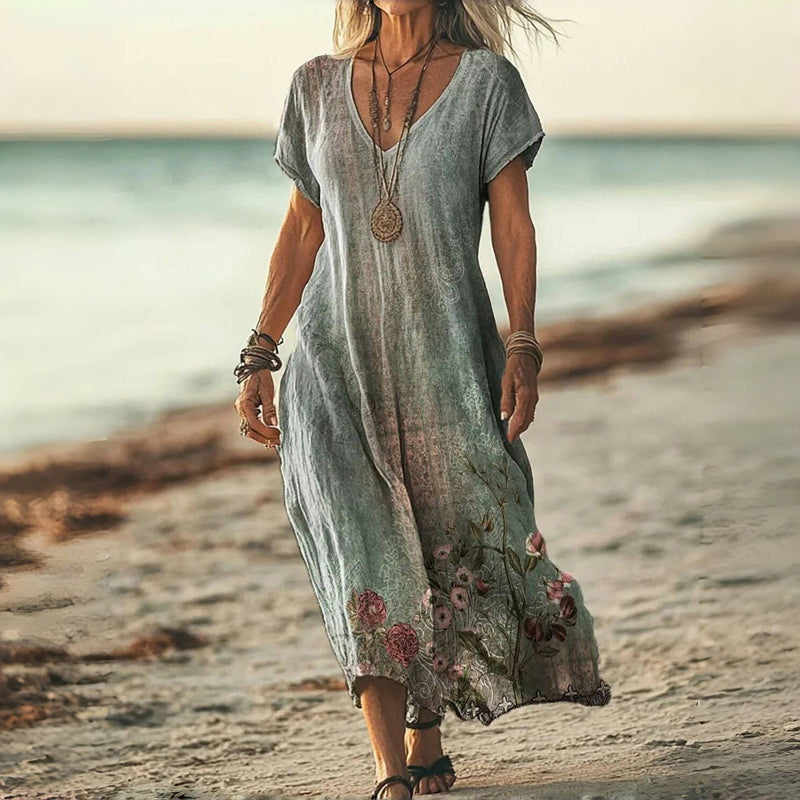 Robe À Imprimé Floral Vintage